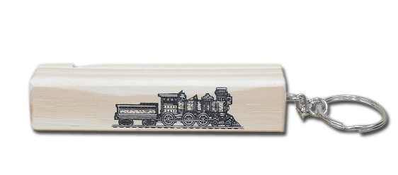 WOODEN TRAIN WHISTLE KEYRING